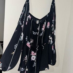 City Chic Black Floral Blouse